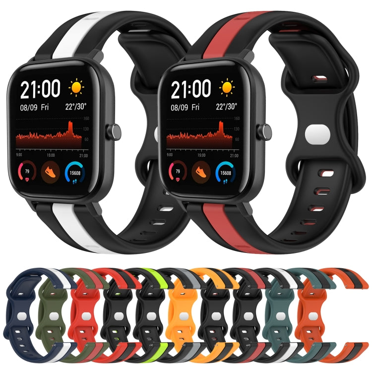 For Amazfit GTS 20mm Butterfly Buckle Two-Color Silicone Watch Band(Black+Grey) - free shipping - PMC TechLife - Order now!