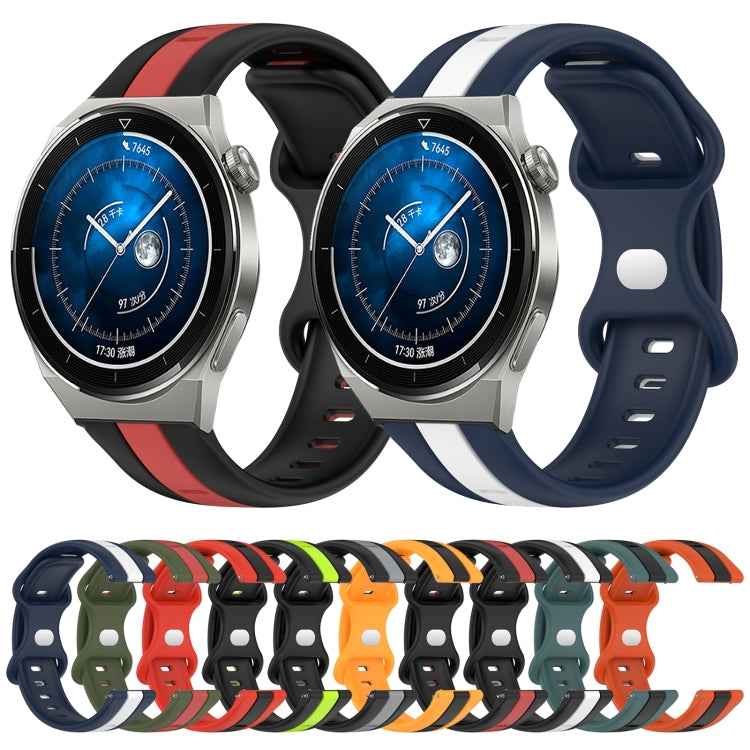 For Huawei Watch GT3 Pro 43mm 20mm Butterfly Buckle Two-Color Silicone Watch Band(Black+White) - free shipping - PMC TechLife - Order now!