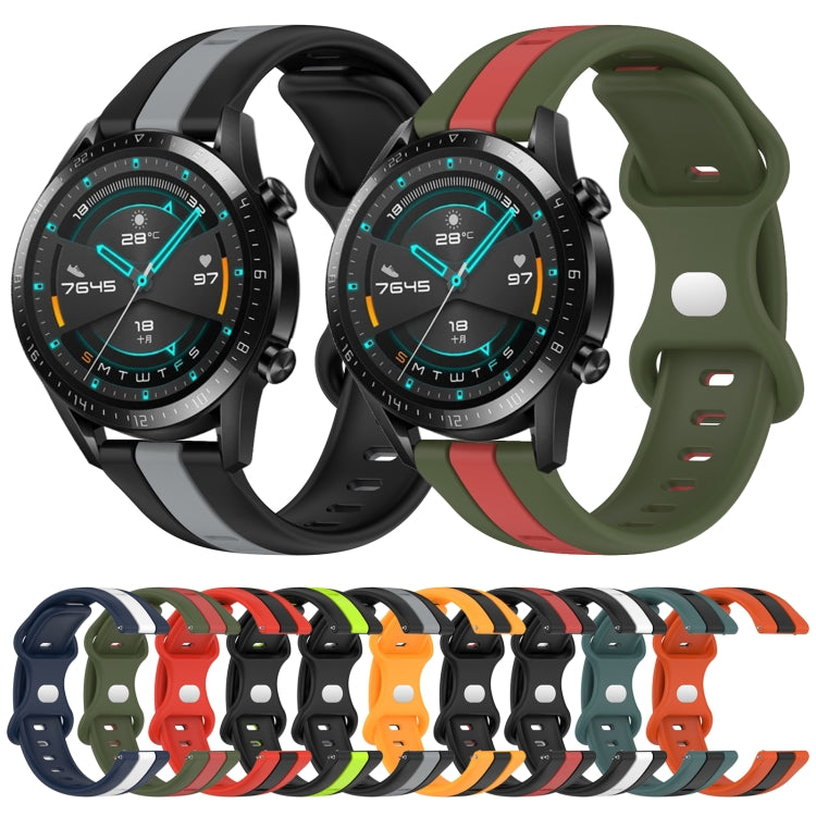For Huawei Watch GT2 42mm 20mm Butterfly Buckle Two-Color Silicone Watch Band(Orange+Black) - free shipping - PMC TechLife - Order now!