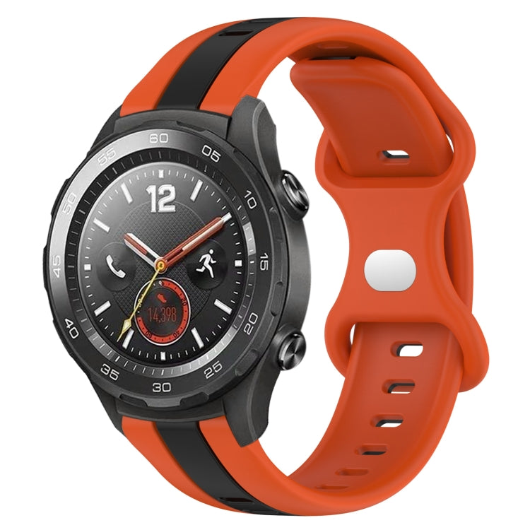 For Huawei Watch 2 20mm Butterfly Buckle Two-Color Silicone Watch Band(Orange+Black) - free shipping - PMC TechLife - Order now!