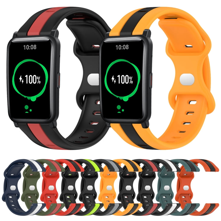 For Honor Watch ES 20mm Butterfly Buckle Two-Color Silicone Watch Band(Black+Yellow) - free shipping - PMC TechLife - Order now!