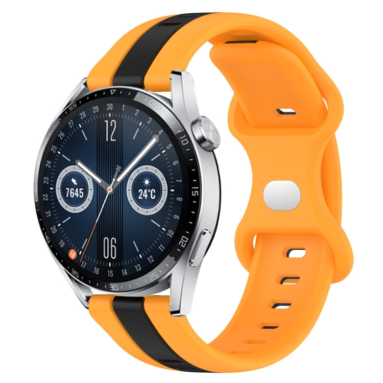 For Huawei Watch GT3 46mm 20mm Butterfly Buckle Two-Color Silicone Watch Band(Black+Yellow) - free shipping - PMC TechLife - Order now!