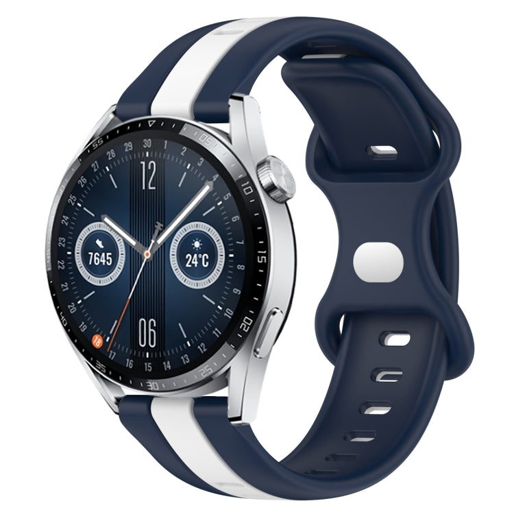For Huawei Watch GT3 46mm 20mm Butterfly Buckle Two-Color Silicone Watch Band(White+Blue) - free shipping - PMC TechLife - Order now!