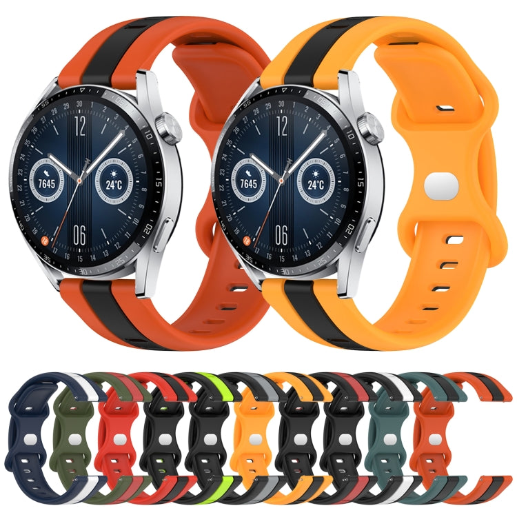 For Huawei Watch GT3 46mm 20mm Butterfly Buckle Two-Color Silicone Watch Band(Green+Black) - free shipping - PMC TechLife - Order now!