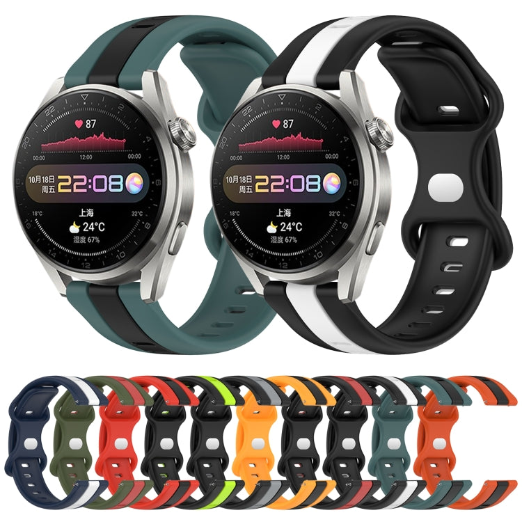 For Huawei Watch 3 Pro New 20mm Butterfly Buckle Two-Color Silicone Watch Band(Black+Yellow) - free shipping - PMC TechLife - Order now!