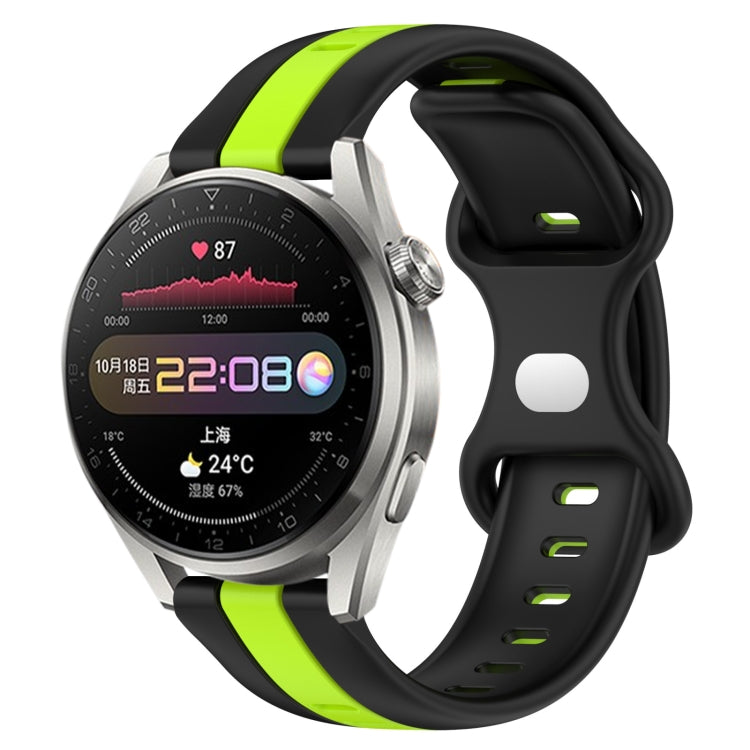 For Huawei Watch 3 Pro 20mm Butterfly Buckle Two-Color Silicone Watch Band(Black+Green) - free shipping - PMC TechLife - Order now!