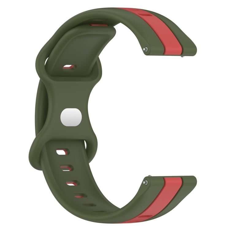 For Huawei Watch 3 Pro 20mm Butterfly Buckle Two-Color Silicone Watch Band(Red+Army Green) - free shipping - PMC TechLife - Order now!