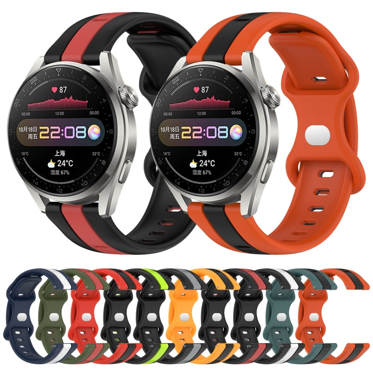 For Huawei Watch 3 Pro 20mm Butterfly Buckle Two-Color Silicone Watch Band(Red+Army Green) - free shipping - PMC TechLife - Order now!