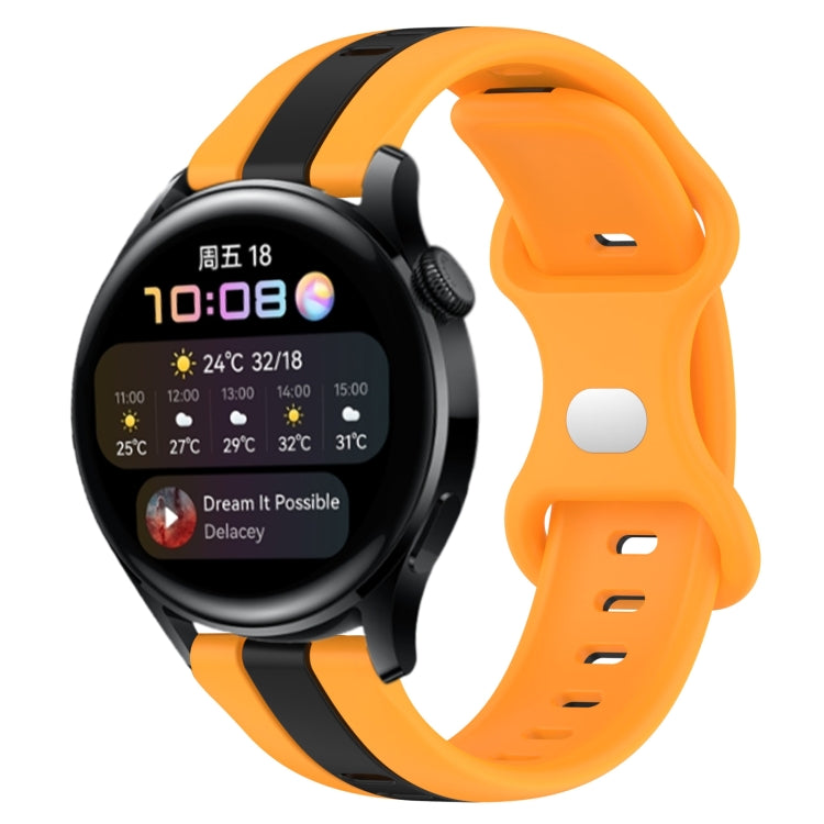For Huawei Watch 3 20mm Butterfly Buckle Two-Color Silicone Watch Band(Black+Yellow) - free shipping - PMC TechLife - Order now!