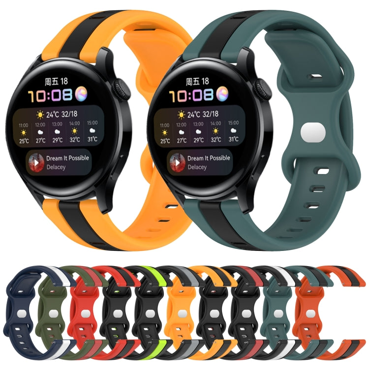 For Huawei Watch 3 20mm Butterfly Buckle Two-Color Silicone Watch Band(Red+Army Green) - free shipping - PMC TechLife - Order now!