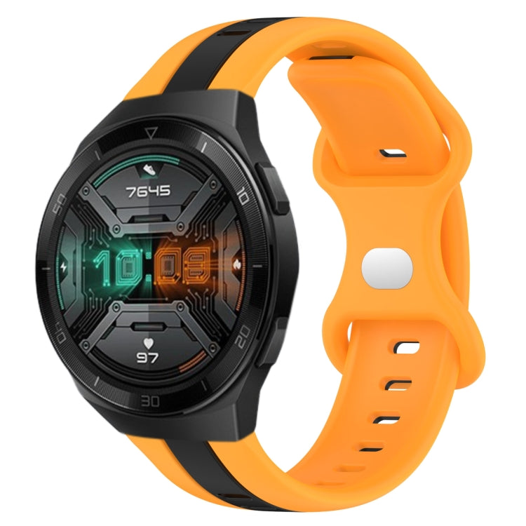 For Huawei Watch GT 2E 20mm Butterfly Buckle Two-Color Silicone Watch Band(Black+Yellow) - free shipping - PMC TechLife - Order now!