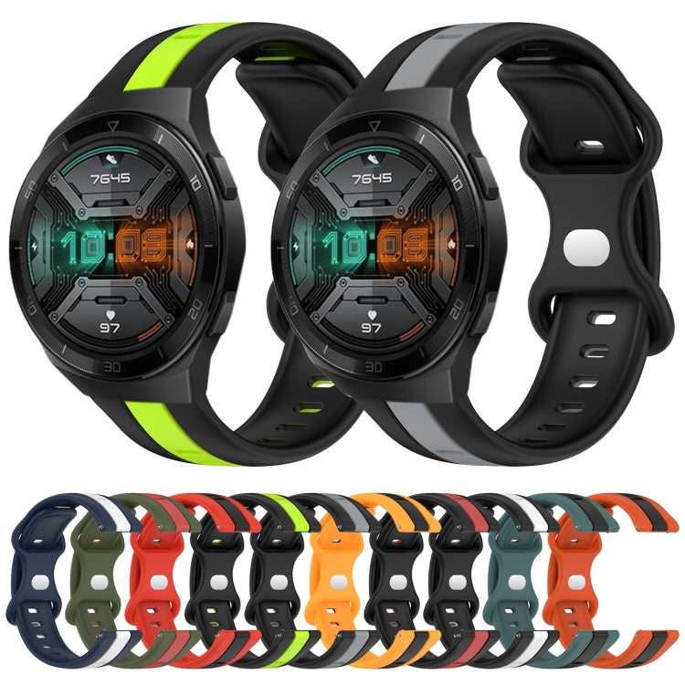 For Huawei Watch GT 2E 20mm Butterfly Buckle Two-Color Silicone Watch Band(Black+Yellow) - free shipping - PMC TechLife - Order now!
