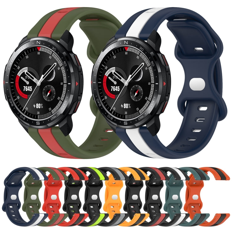 For Honor Watch GS Pro 20mm Butterfly Buckle Two-Color Silicone Watch Band(Black+Green) - free shipping - PMC TechLife - Order now!