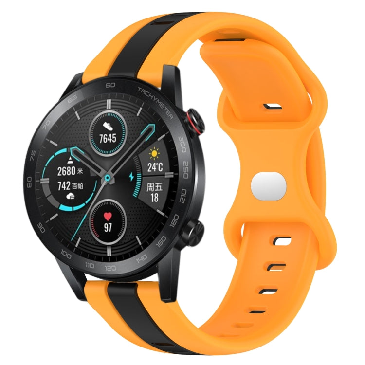 For Honor Magic Watch 2 46mm 20mm Butterfly Buckle Two-Color Silicone Watch Band(Black+Yellow) - free shipping - PMC TechLife - Order now!