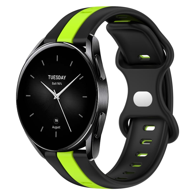 For Xiaomi Watch S2 46mm 22mm Butterfly Buckle Two-Color Silicone Watch Band(Black+Green) - free shipping - PMC TechLife - Order now!