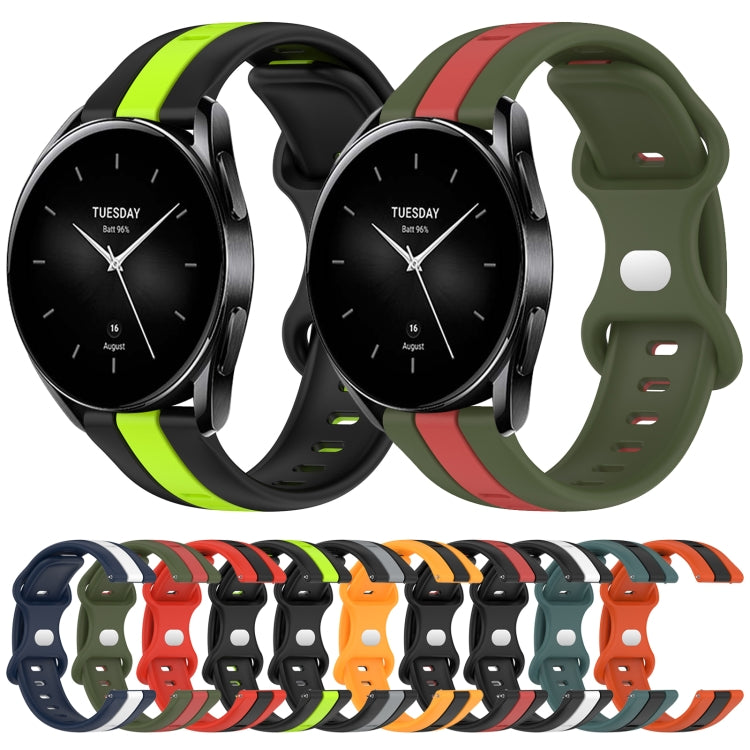 For Xiaomi Watch S2 46mm 22mm Butterfly Buckle Two-Color Silicone Watch Band(White+Blue) - free shipping - PMC TechLife - Order now!