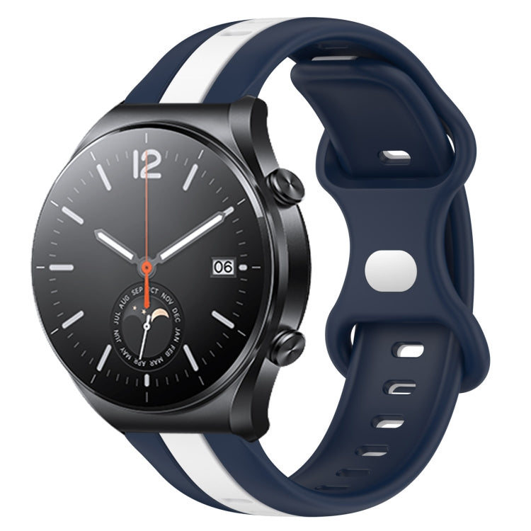 For Xiaomi MI Watch S1 22mm Butterfly Buckle Two-Color Silicone Watch Band(White+Blue) - free shipping - PMC TechLife - Order now!