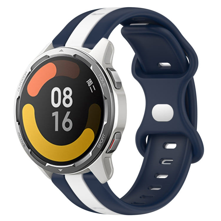 For Xiaomi MI Watch Color 2 22mm Butterfly Buckle Two-Color Silicone Watch Band(White+Blue) - free shipping - PMC TechLife - Order now!