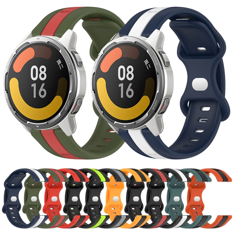 For Xiaomi MI Watch Color 2 22mm Butterfly Buckle Two-Color Silicone Watch Band(Orange+Black) - free shipping - PMC TechLife - Order now!