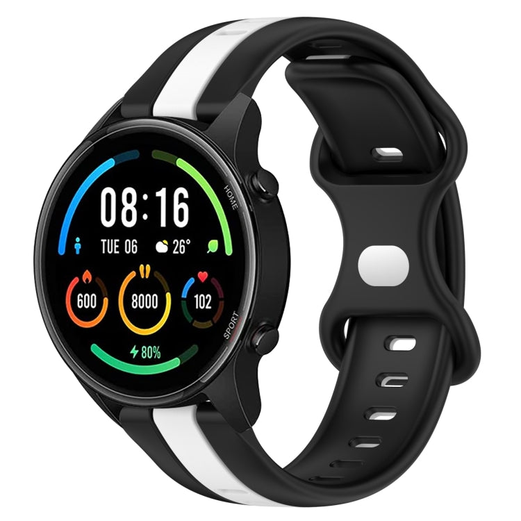 For Xiaomi MI Watch Color 22mm Butterfly Buckle Two-Color Silicone Watch Band(Black+White) - free shipping - PMC TechLife - Order now!