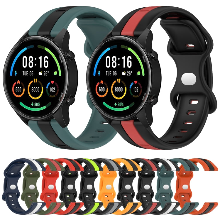 For Xiaomi MI Watch Color 22mm Butterfly Buckle Two-Color Silicone Watch Band(Orange+Black) - free shipping - PMC TechLife - Order now!