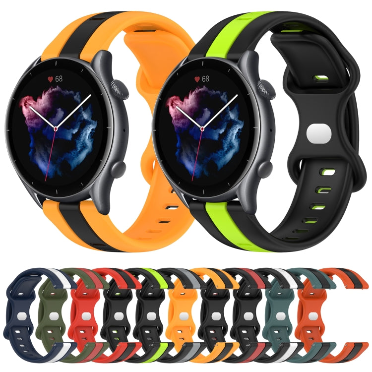 For Amazfit GTR 3 22mm Butterfly Buckle Two-Color Silicone Watch Band(Black+Yellow) - free shipping - PMC TechLife - Order now!