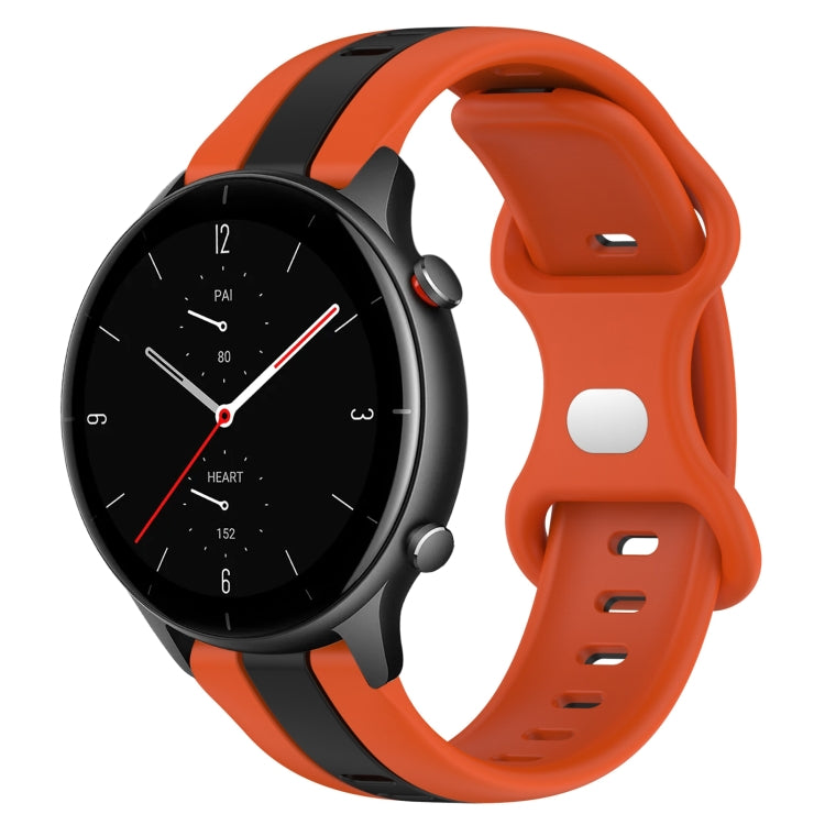 For Amazfit GTR 2e 22mm Butterfly Buckle Two-Color Silicone Watch Band(Orange+Black) - free shipping - PMC TechLife - Order now!