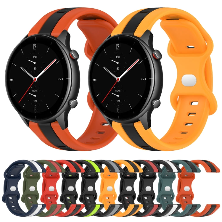 For Amazfit GTR 2e 22mm Butterfly Buckle Two-Color Silicone Watch Band(Orange+Black) - free shipping - PMC TechLife - Order now!