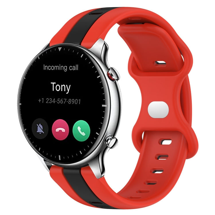 For Amazfit GTR 2 22mm Butterfly Buckle Two-Color Silicone Watch Band(Red+Black) - free shipping - PMC TechLife - Order now!