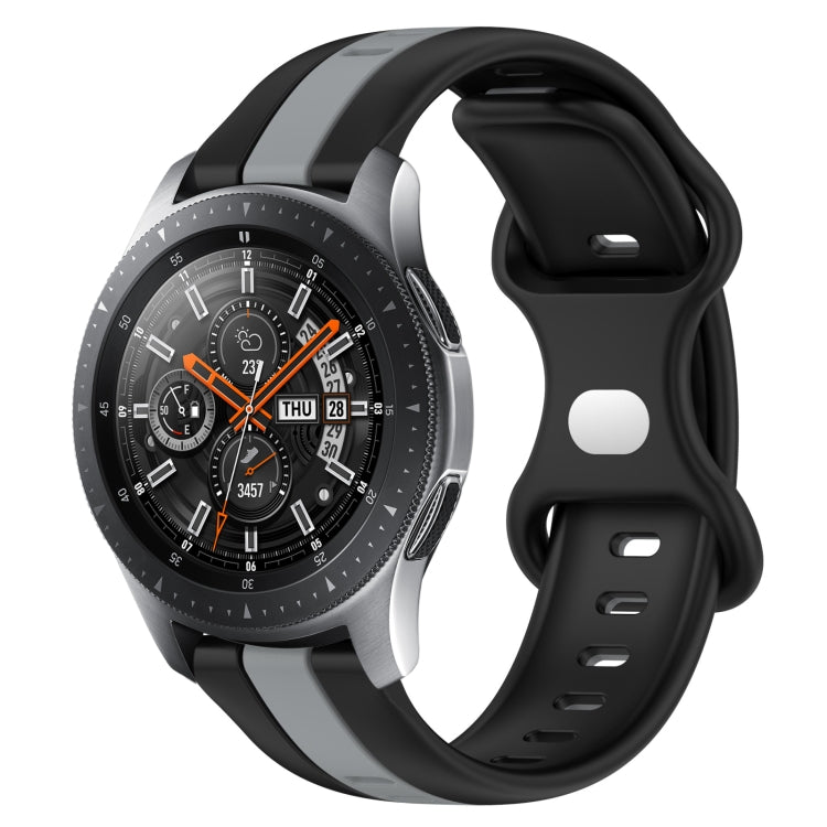For Samsung Galaxy Watch 46mm 22mm Butterfly Buckle Two-Color Silicone Watch Band(Black+Grey) - free shipping - PMC TechLife - Order now!