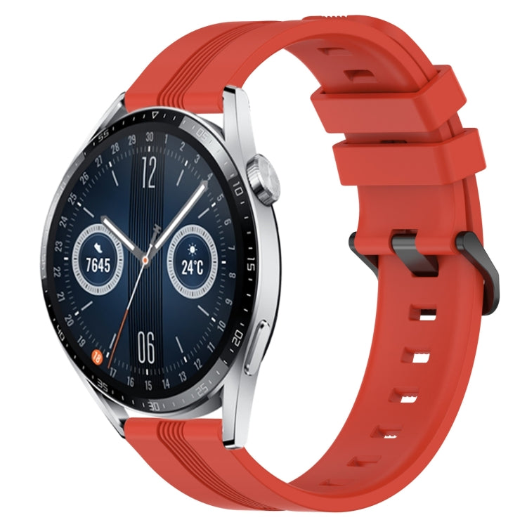 For Huawei Watch GT3 46mm 22mm Concave Striped Slicone Watch Band(Red) - free shipping - PMC TechLife - Order now!
