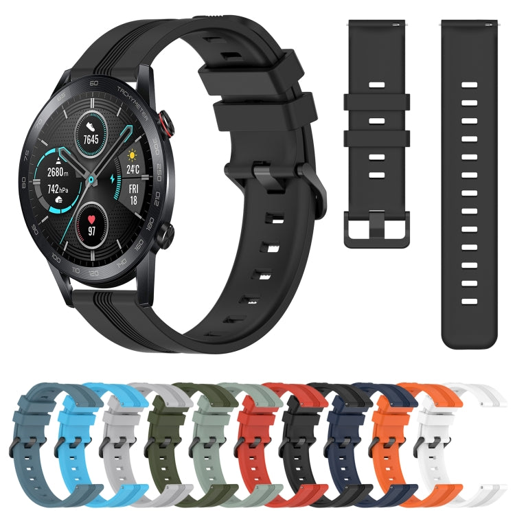 For Honor Magic Watch 2 46mm 22mm Concave Striped Slicone Watch Band(Navy Blue) - free shipping - PMC TechLife - Order now!