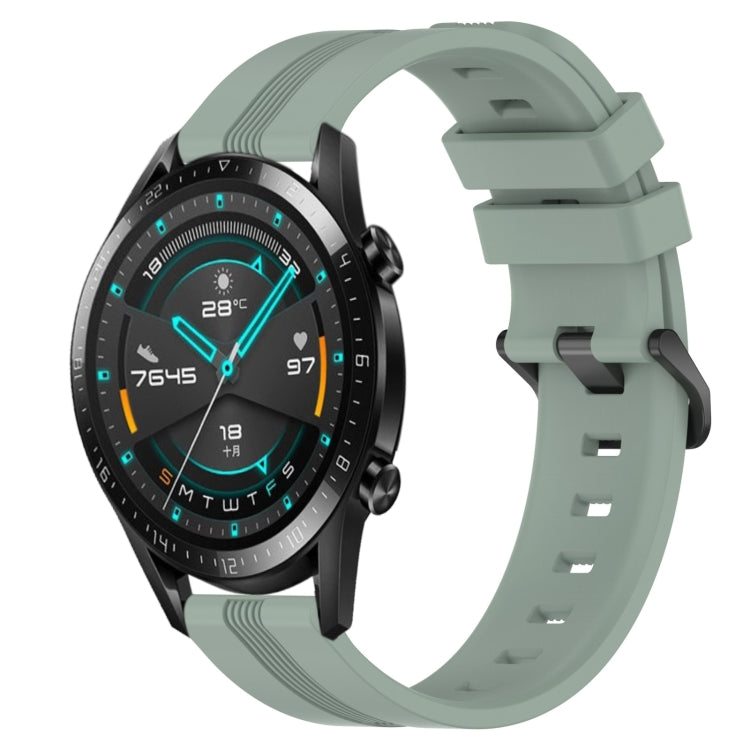 For Huawei Watch GT2 42mm 20mm Concave Striped Slicone Watch Band(Grayish Green) - free shipping - PMC TechLife - Order now!