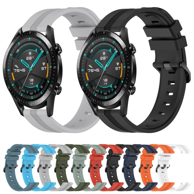 For Huawei Watch GT2 42mm 20mm Concave Striped Slicone Watch Band(Navy Blue) - free shipping - PMC TechLife - Order now!