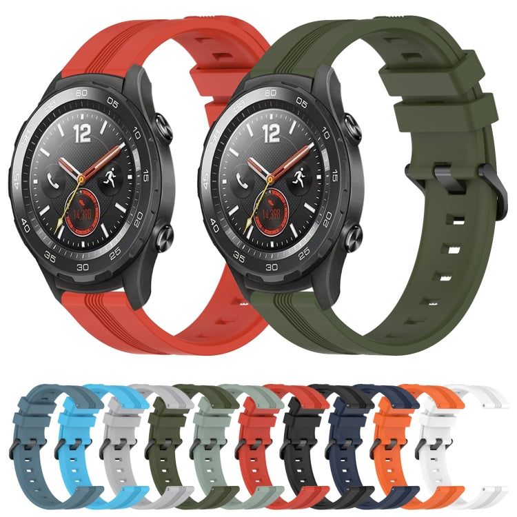 For Huawei Watch 2 20mm Concave Striped Slicone Watch Band(Grayish Green) - free shipping - PMC TechLife - Order now!