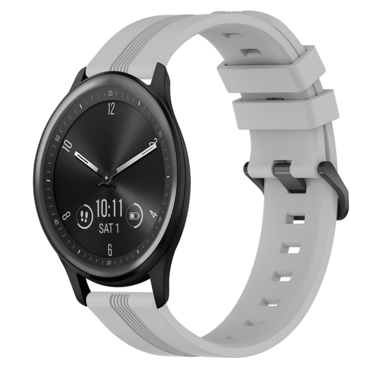 Compatible with Garmin Vivomove Sport 20mm Concave Striped Slicone Watch Band(Grey) - free shipping - PMC TechLife - Order now!