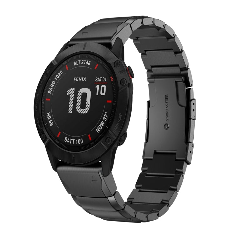Compatible with Garmin Fenix 6X Pro 26mm Tortoise Shell Stainless Steel Watch Band(Black) - free shipping - PMC TechLife - Order now!