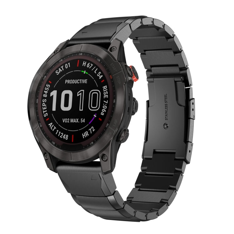 Compatible with Garmin Fenix 7 Sapphire Solar 22mm Tortoise Shell Stainless Steel Watch Band(Black) - free shipping - PMC TechLife - Order now!