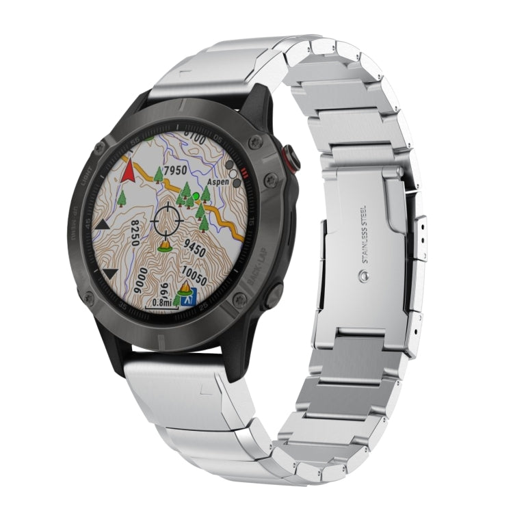 Compatible with Garmin Fenix 6 GPS 22mm Tortoise Shell Stainless Steel Watch Band(Silver) - free shipping - PMC TechLife - Order now!