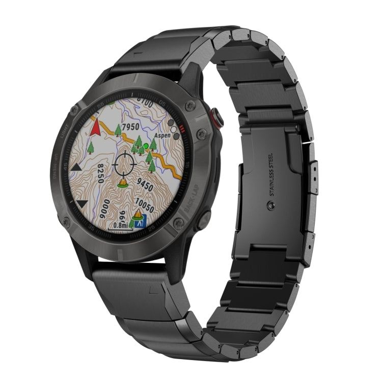 Compatible with Garmin Fenix 6 GPS 22mm Tortoise Shell Stainless Steel Watch Band(Black) - free shipping - PMC TechLife - Order now!