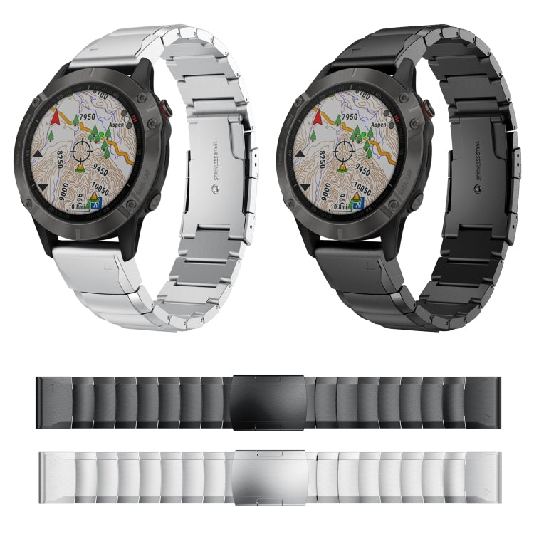Compatible with Garmin Fenix 6 GPS 22mm Tortoise Shell Stainless Steel Watch Band(Black) - free shipping - PMC TechLife - Order now!