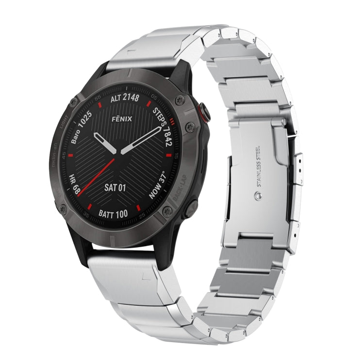 Compatible with Garmin Fenix 6 Sapphire GPS 22mm Tortoise Shell Stainless Steel Watch Band(Silver) - free shipping - PMC TechLife - Order now!
