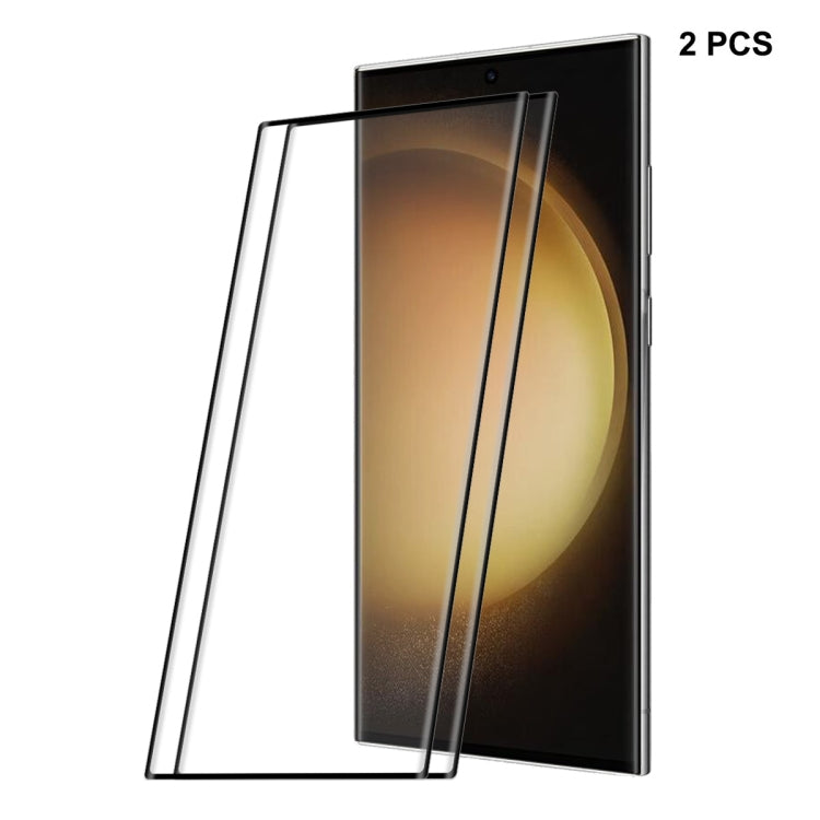 For Samsung Galaxy S23 Ultra 5G 2pcs ENKAY 3D Full Glue Hot Bending Explosion-proof Full Tempered Glass Film, Support Ultrasonic Fingerprint Unclock - Galaxy S23 Ultra 5G Tempered Glass by ENKAY | Online Shopping South Africa | PMC TechLife | Buy Now Pay Later Mobicred