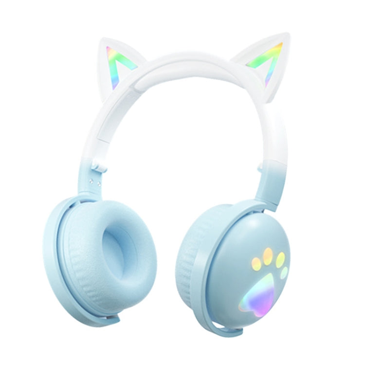 KE28 RGB Cute Cat Ears Bluetooth Wireless Music Headset with Detachable Mic(Blue) - Headset & Headphone by PMC Jewellery | Online Shopping South Africa | PMC Jewellery