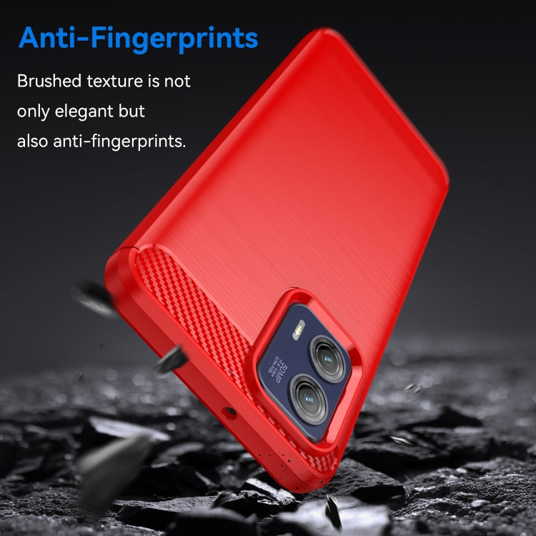 For Motorola Moto G73 Brushed Texture Carbon Fiber TPU Phone Case(Red) - Motorola Cases by PMC Jewellery | Online Shopping South Africa | PMC Jewellery