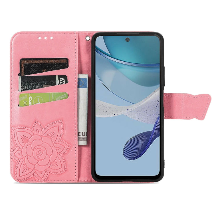 For Motorola Moto E13 Butterfly Love Flower Embossed Flip Leather Phone Case(Pink) - Motorola Cases by PMC Jewellery | Online Shopping South Africa | PMC Jewellery