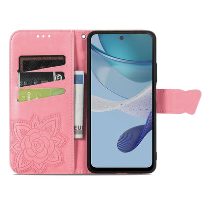 For Motorola Moto E13 Butterfly Love Flower Embossed Flip Leather Phone Case(Pink) - Motorola Cases by PMC Jewellery | Online Shopping South Africa | PMC Jewellery