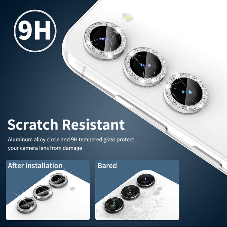 For Samsung Galaxy S23 5G / S23+ 5G ENKAY 9H Rear Camera Lens Glitter Aluminium Alloy Ring Tempered Glass Film(Black) - Galaxy S23+ 5G Tempered Glass by ENKAY | Online Shopping South Africa | PMC TechLife | Buy Now Pay Later Mobicred