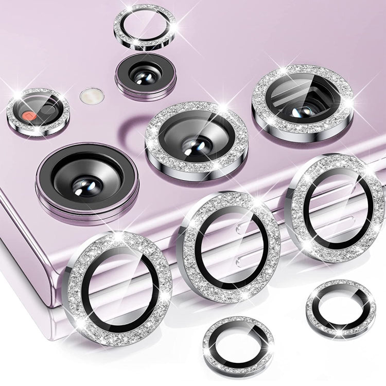 For Samsung Galaxy S23 Ultra 5G ENKAY 9H Rear Camera Lens Glitter Aluminium Alloy Ring Tempered Glass Film(Silver) - free shipping - PMC TechLife - Order now!