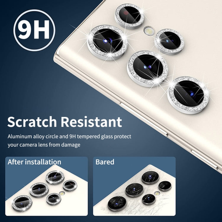 For Samsung Galaxy S23 Ultra 5G ENKAY 9H Rear Camera Lens Glitter Aluminium Alloy Ring Tempered Glass Film(Silver) - free shipping - PMC TechLife - Order now!